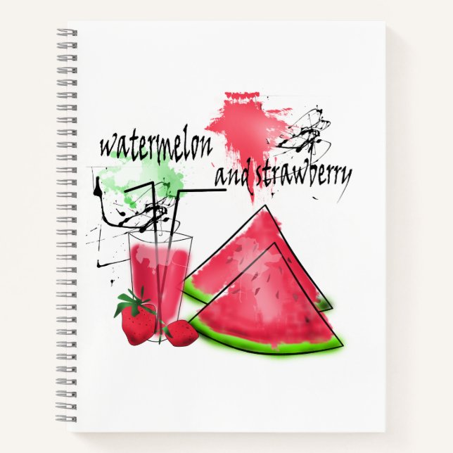Watercolor drawing of watermelon and strawberries  notebook (Front)