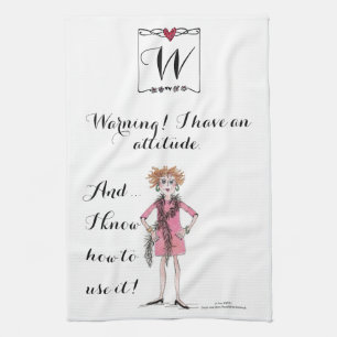 Watercolor drawing Woman with Attitude Tea Towel
