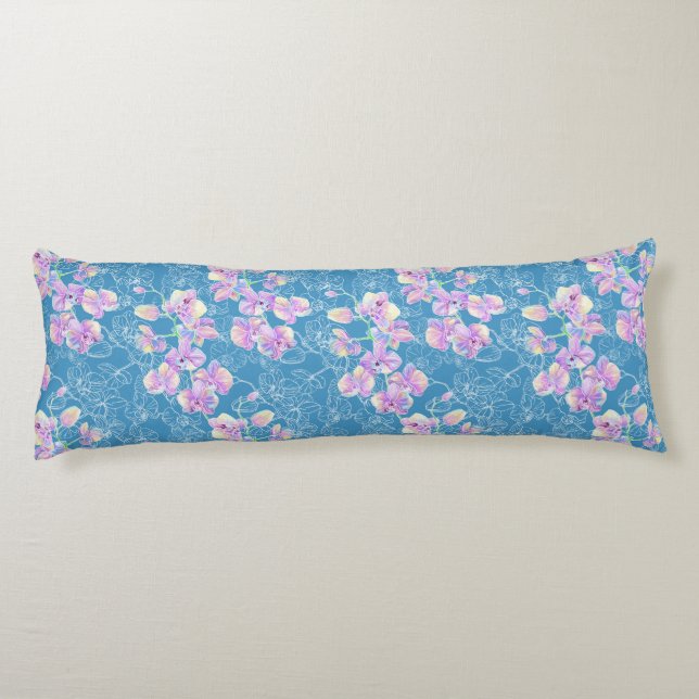 Watercolor drawn orchid body cushion (Back)