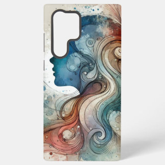  "Watercolor Dream: Artistic Feminine Silhou Samsung Galaxy Case