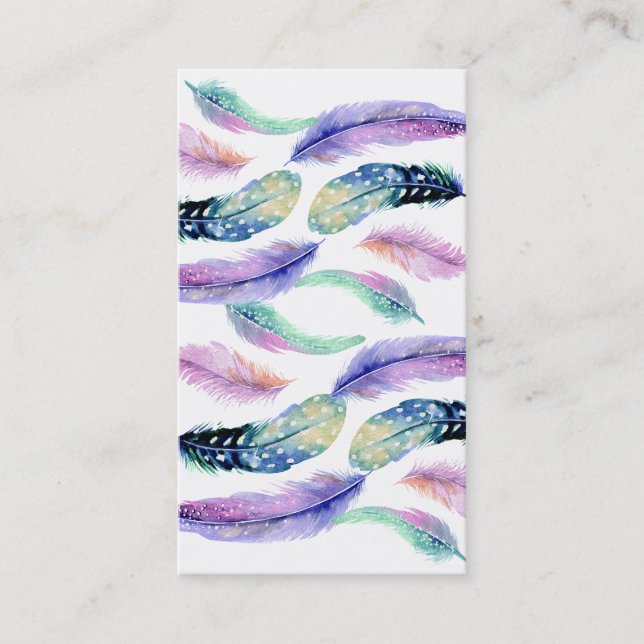 Watercolor Dream Catcher Wild Feathers Business Card (Front)