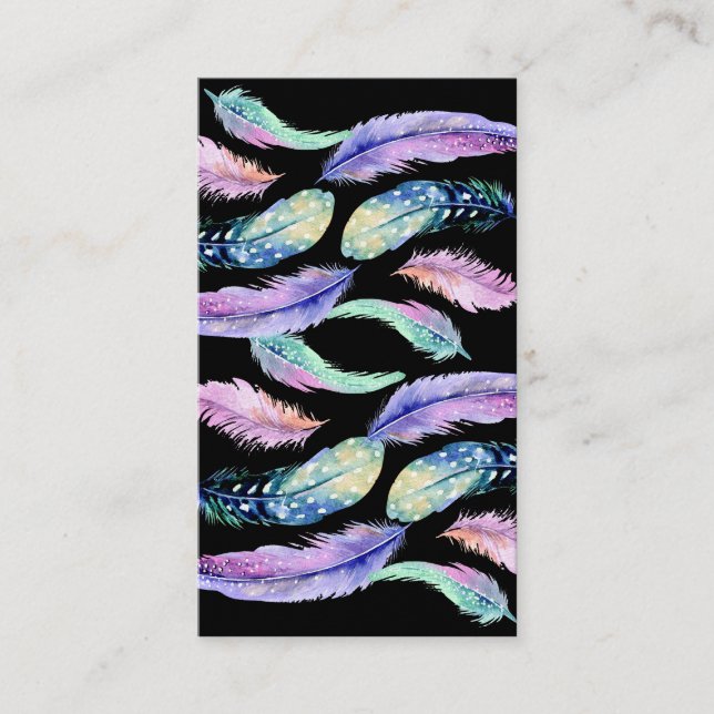 Watercolor Dream Catcher Wild Feathers Business Card (Front)