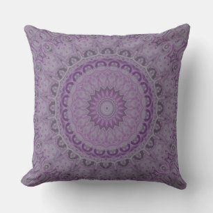 Watercolor Dream Mandala in Shades of Purple Cushion