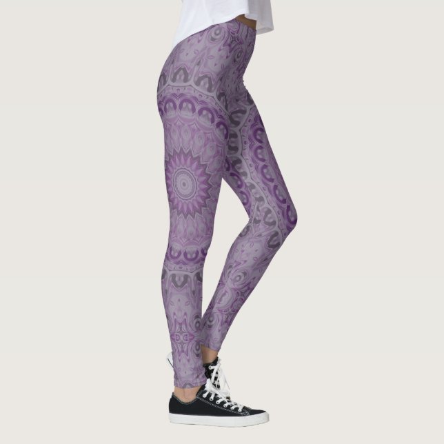 Watercolor Dream Mandala in Shades of Purple Leggings (Right)