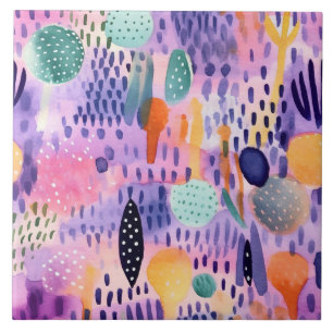 Watercolor Dream World Tile