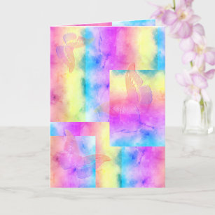 [Watercolor Dreams] Faded Pastel Colours Butterfly Card