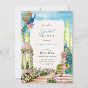 Watercolor dreamy floral garden bird bridal shower invitation