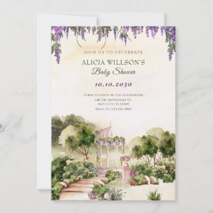 Watercolor Dreamy green garden elegant baby shower Invitation