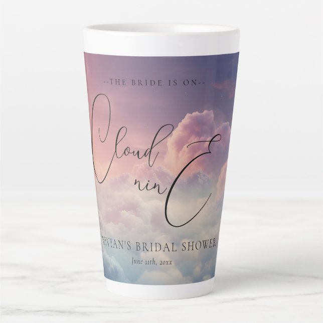 Watercolor Dreamy Sunset Cloud 9 Bridal Favours Latte Mug (Front)