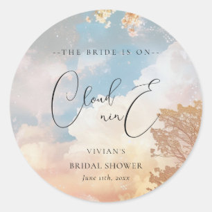 Watercolor Dreamy Sunset Cloud 9 Bridal Shower  Classic Round Sticker
