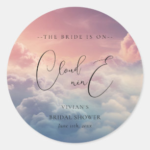 Watercolor Dreamy Sunset Cloud 9 Bridal Shower  Classic Round Sticker