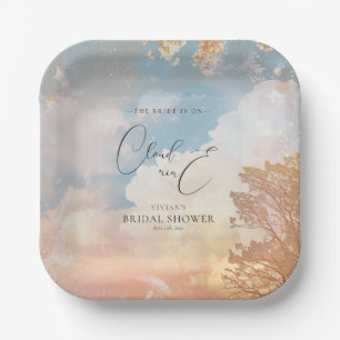 Watercolor Dreamy Sunset Cloud 9 Bridal Shower  Paper Plate