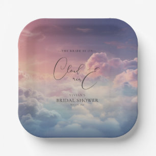 Watercolor Dreamy Sunset Cloud 9 Bridal Shower Paper Plate