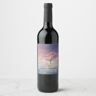 Watercolor Dreamy Sunset Cloud 9 Bridal Shower Wine Label