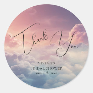 Watercolor Dreamy Sunset Cloud 9 Thank You Classic Round Sticker