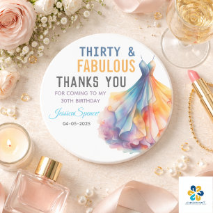 Watercolor Dress 30th Birthday Elegant & Feminine  Coaster