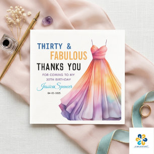 Watercolor Dress 30th Birthday Elegant & Feminine Napkin