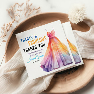 Watercolor Dress 30th Birthday Elegant & Feminine  Napkin