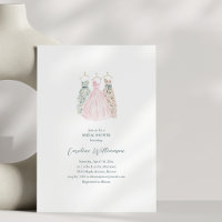 Watercolor Dress Fashion Pink Bridal Shower