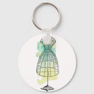 Watercolor Dress Form Key Ring
