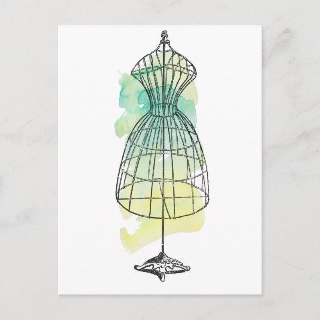 Watercolor Dress Form Postcard (Front)