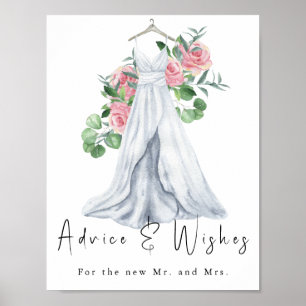 Watercolor dress with flowers - advice and wishes poster
