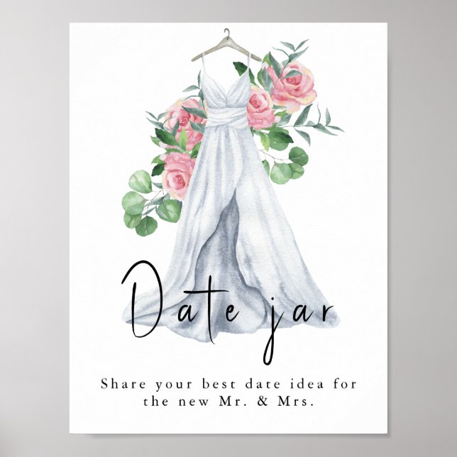 Watercolor dress with flowers - date night ideas poster (Front)
