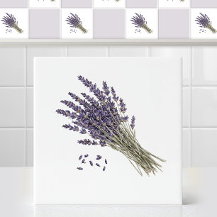 Watercolor Dried English Lavender Botanical Art Tile