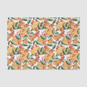 Watercolor Dried Oranges and Berries Christmas Tissue Paper