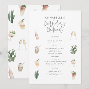 Watercolor drinks bachelorette weekend itinerary