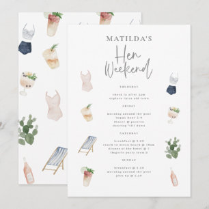 Watercolor drinks Hen weekend itinerary