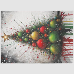 Watercolor Drip Ornament Christmas Tree Decoupage  Tissue Paper