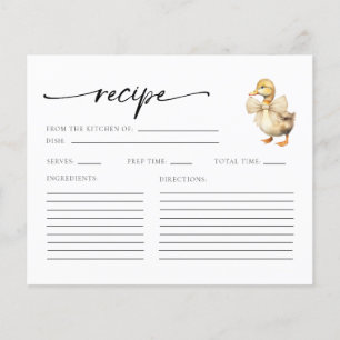 Watercolor Duck Baby Shower Recipe Cards