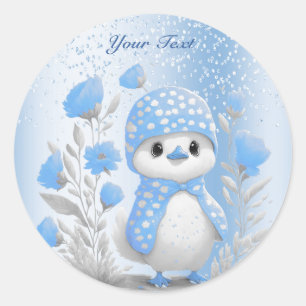 Watercolor Duck Blue Floral Sticker