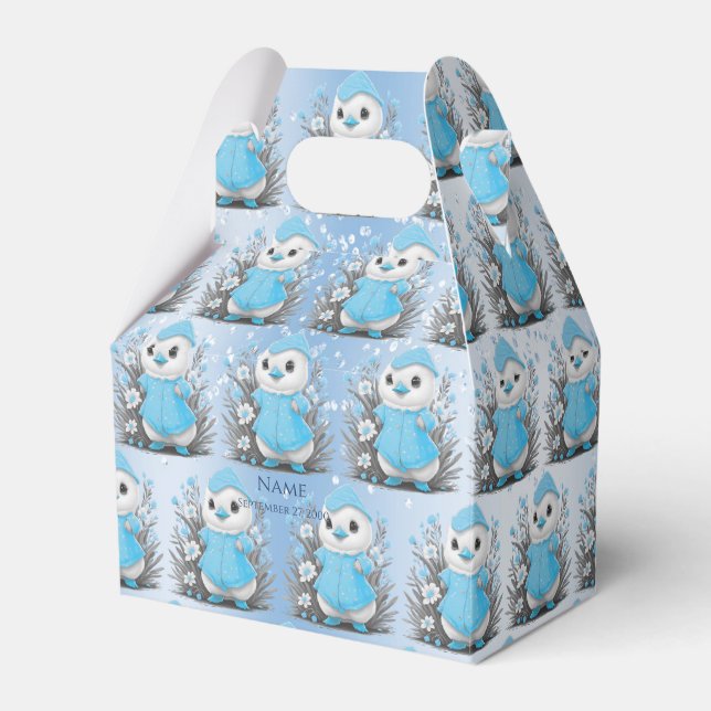 Watercolor Duck Blue Flowers Favour Box (Front Side)