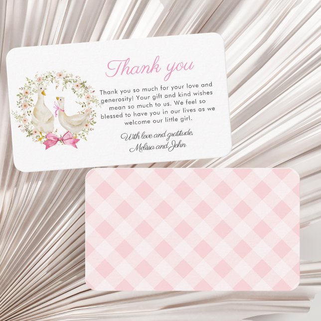 Watercolor Duck Goose Wildflower Thank You Card (Creator Uploaded)