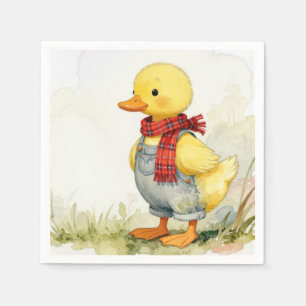 Watercolor Duck In Overalls Napkin