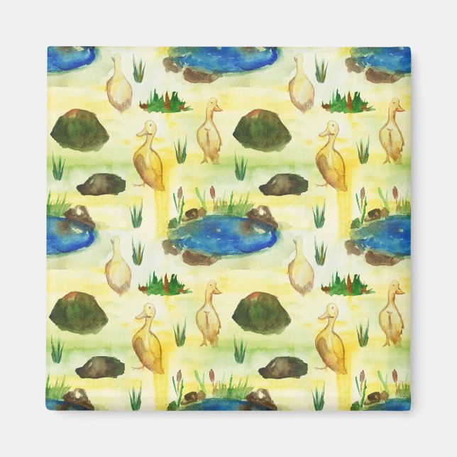 Watercolor duck magnet (Front)