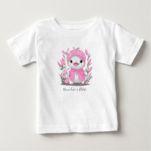 Watercolor Duck Pink Flowers Baby T-Shirt
