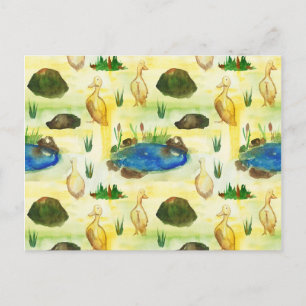 Watercolor duck postcard