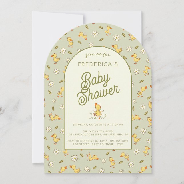 Watercolor Duckling Baby Shower Invitation (Front)