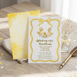 Watercolor Duckling Puddle Splash Gender Neutral Invitation