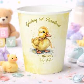 Watercolor Duckling Splash Gender Neutral  Paper Cups