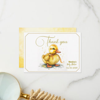 Watercolor Duckling Splash Gender Neutral  Thank You Card