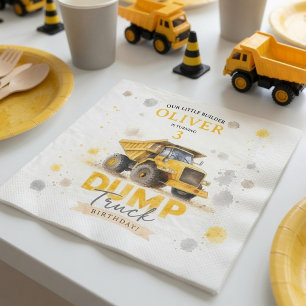 Watercolor Dump Truck Birthday Personalised Napkin