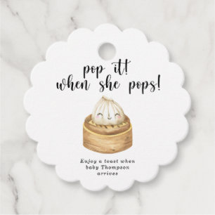 Watercolor dumpling - pop it, when she pops! favour tags