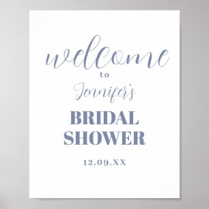 Watercolor Dusty Blue Bridal Shower Poster