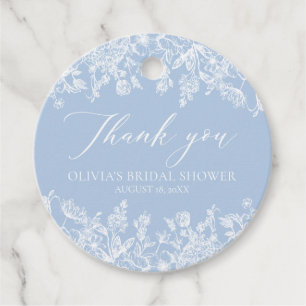 Watercolor Dusty Blue Bridal Shower Thank You  Favour Tags