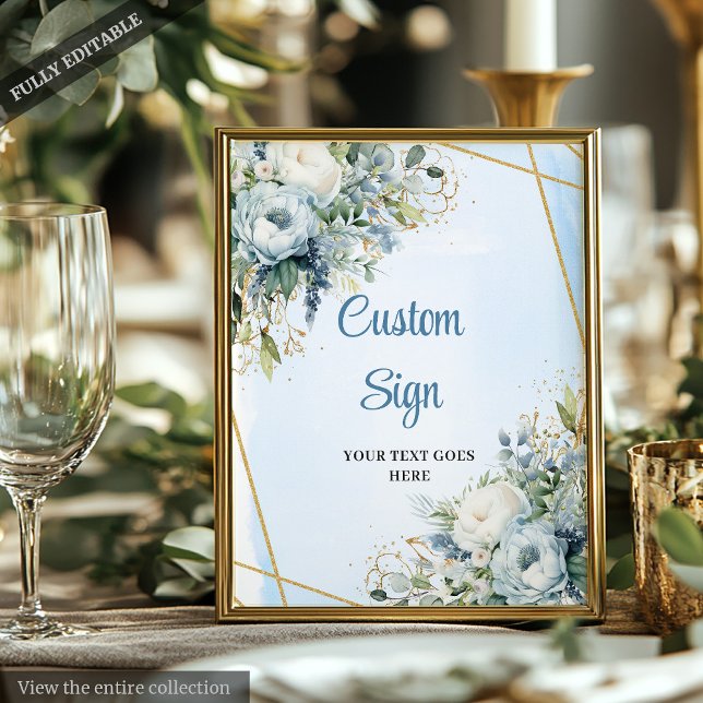 Watercolor Dusty Blue Eucalyptus DIY Custom Sign (Watercolor Dusty Blue Eucalyptus DIY Custom Sign)