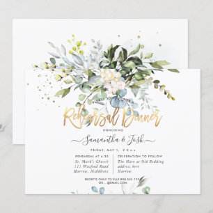 Watercolor Dusty Blue Eucalyptus Rehearsal Dinner Invitation